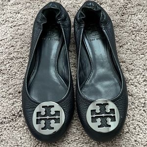 Tory Burch Ballet Flats - Navy with Pewter Buckle